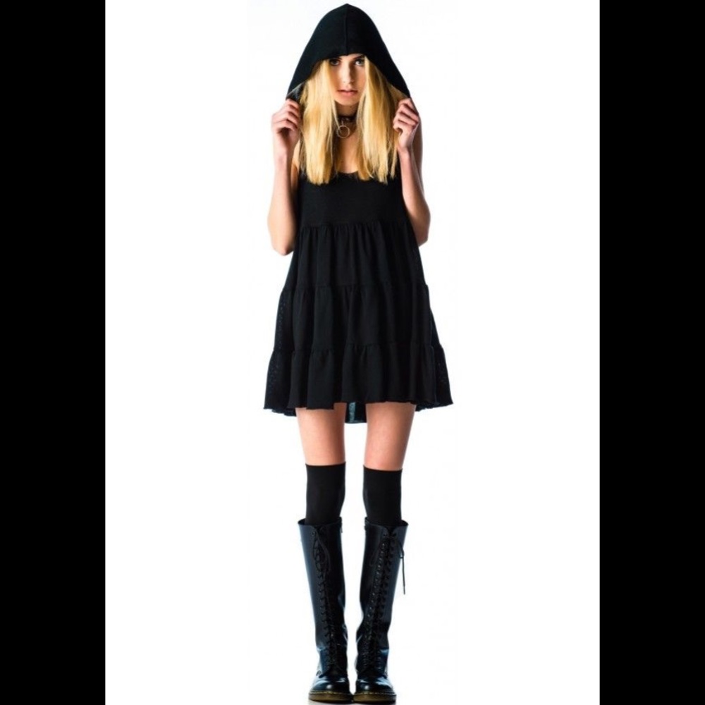 Lip Service Cult Knit Sweater Hooded Tank Dress